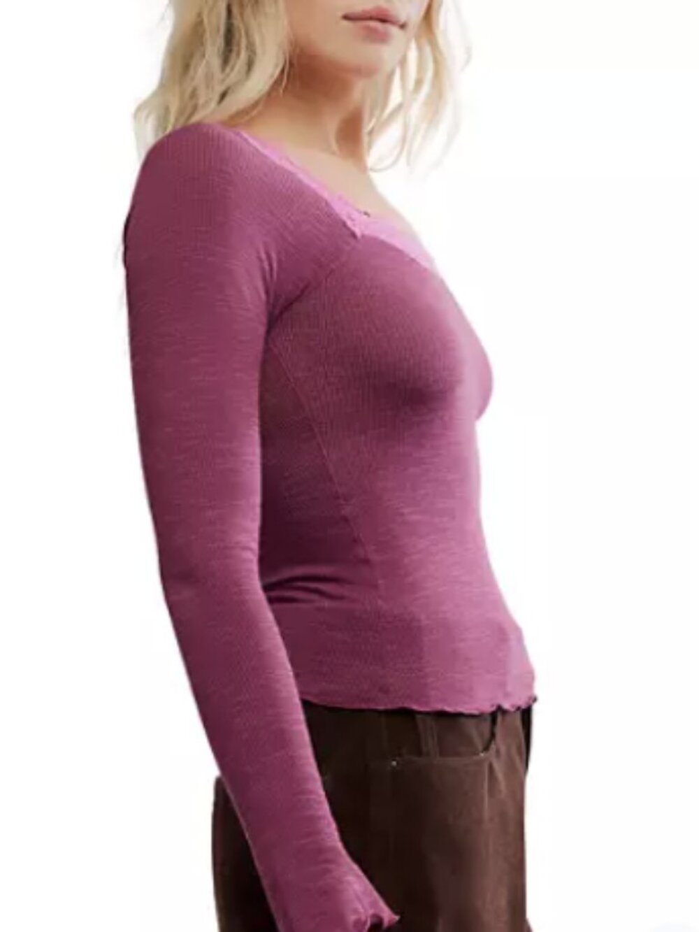 *NWT* Free People Oh My Darling Long Sleeve Shirt Color Rhodendron Combo - Picture 5 of 5